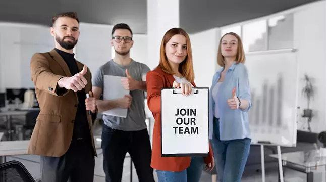 Professional team working through IT outsourcing solutions